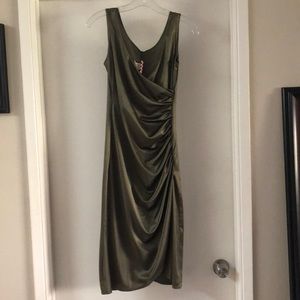 Pin Up Girl Clothing Olive Green Satin Greta Dress
